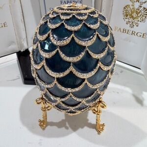 Egg Collective Blue and Gold Decorative Egg